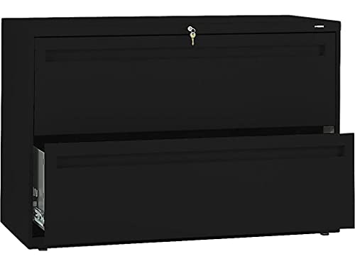 HON 792LP 700 Series Two-Drawer Lateral File, Black, File Cabinet, with Lock, 42w x 18d x 28h