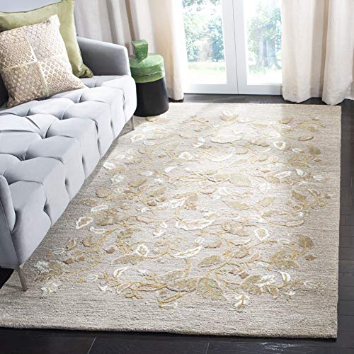 MARTHA STEWART by SAFAVIEH Collection 5' x 8' Squirrel Gray MSR3611D Handmade Autumn Woods Wool & Viscose Area Rug