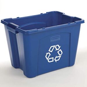 Rubbermaid Commercial Products, Recycling Bin/Box for Paper and Packaging, Stackable, 14 GAL, for Indoors/Outdoors/Garages/Homes/Commercial Facilities, Blue (FG571473BLUE)
