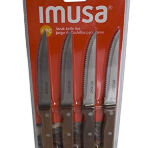 Imusa USA IMU-71014 4Piece Serrated Steak Knives with Wood Handle