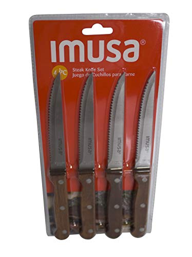 Imusa USA IMU-71014 4Piece Serrated Steak Knives with Wood Handle