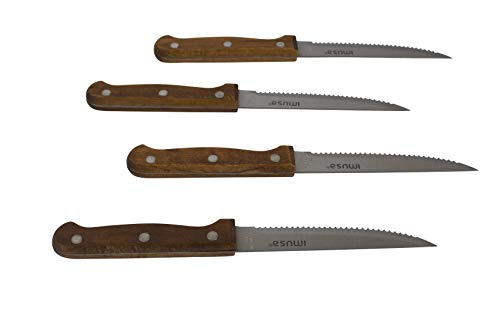 Imusa USA IMU-71014 4Piece Serrated Steak Knives with Wood Handle