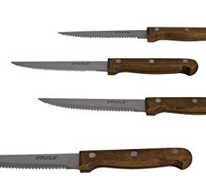 Imusa USA IMU-71014 4Piece Serrated Steak Knives with Wood Handle