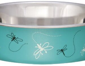 Loving Pets Bella Bowl Designer & Expressions Dog Bowl, Medium, Dragonfly, Turquoise