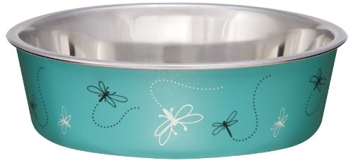 Loving Pets Bella Bowl Designer & Expressions Dog Bowl, Medium, Dragonfly, Turquoise