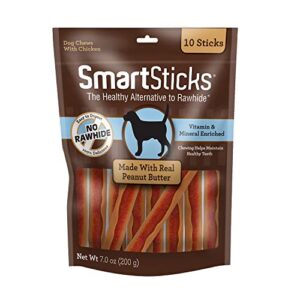 smartbones smartsticks, treat your dog to a rawhide-free chew made with real meat and vegetables 10 count (pack of 1)