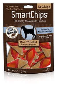 smartbones sbpb-00235 smartchips for dogs, rawhide-free 12 count, peanut butter