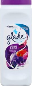 glade carpet and room refresher, deodorizer for home, pets, and smoke, lavender and peach blossom, 32 oz