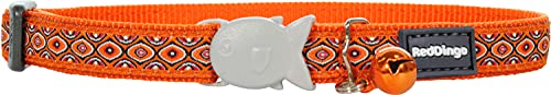 Red Dingo Designer Cat Collar, One Size Fits All, Snake Eyes Orange