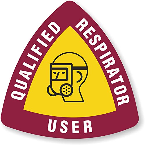 SmartSign "Qualified Respirator User" Hard Hat Decal | 2.5" x 2.5" Conformable Vinyl, Pack of 5