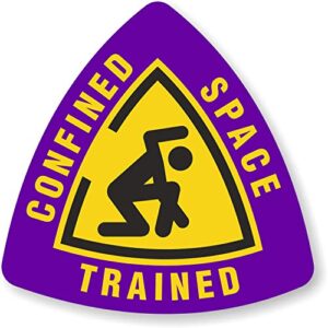 smartsign "confined space trained" hard hat decal | 2.5" x 2.5" conformable vinyl, pack of 5