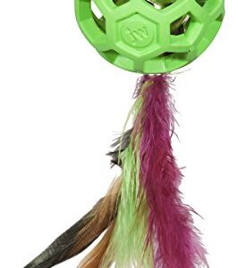 JW Pet Cataction Feather Ball with Bell, Cat Toy, Green, 1 Count (Pack of 1) (71059)