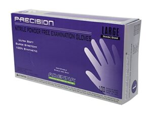 adenna pcs776 precision 4 mil powder-free nitrile exam gloves, medical grade, blue-violet, large, box of 100