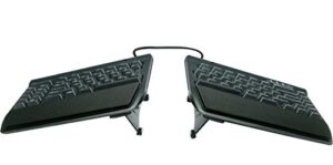 kinesis freestyle2 usb-c ergonomic keyboard w/ vip3 lifters for pc (9" separation) (kb820pb-us)