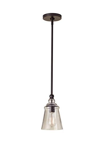 Feiss P1261ORB Urban Renewal Glass Industrial Vintage Pendant Lighting, Bronze, 1-Light (6"Dia x 10"H) 100watts