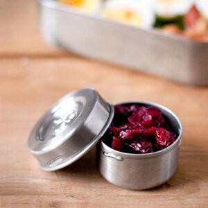 LunchBots Tiny Dips Condiment Containers - Set of 3 - Perfect Portion Cups - Spill Proof Lunch Box Sauce Container with Lid - Food Grade Stainless Steel - 1.5oz - Dishwasher Safe - Stainless Lids