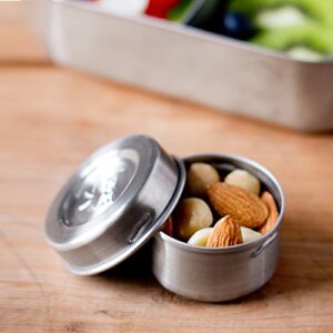 LunchBots Tiny Dips Condiment Containers - Set of 3 - Perfect Portion Cups - Spill Proof Lunch Box Sauce Container with Lid - Food Grade Stainless Steel - 1.5oz - Dishwasher Safe - Stainless Lids