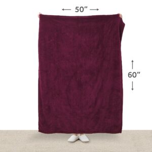 Sunbeam Royal Luxe Cabernet Heated Personal Throw / Blanket, Cozy-Warm, Adjustable Heat Settings