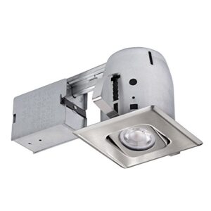 4" die-cast swivel square trim recessed lighting kit, brushed nickel, easy install push-n-click clips, 3.88" hole size,90039