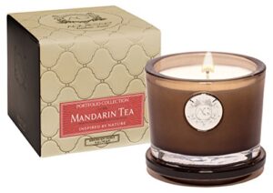 aquiesse mandarin tea small candle in gift box, smoke brown