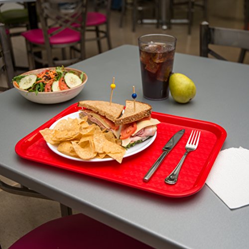 Carlisle FoodService Products CT121605 Café Standard Cafeteria / Fast Food Tray, 12" x 16", Red