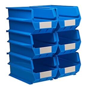 Triton Products 3-240B LocBin 14-3/4-Inch Length, 8-1/4-Inch Width, 7-Inch Height Blue Stacking, Hanging, Interlocking Polypropylene Bins, 6-Pack