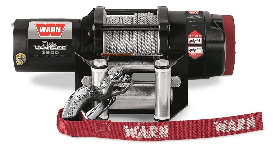 WARN ProVantage 3500 Winch - 3500 lb. Capacity, 50' of 3/16" Wire Rope, Roller Fairlead, Wired Remote Control, Weather-Sealed, for ATV/UTV