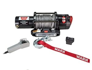 warn provantage 4500-s winch - 4500 lb. capacity, 50' of 7/32" synthetic rope, roller fairlead, wired remote control, weather-sealed, for atv/utv