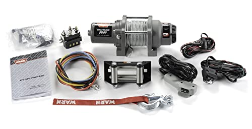 Warn Vantage 3000 Winch - 3000 lb. Capacity, 50' of 5/16" Wire Rope, Roller Fairlead, Wired Remote Control, Weather-Sealed, for ATV/UTV