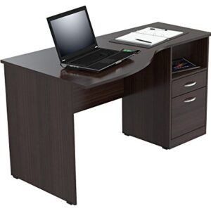 Inval America Curved Top Desk, Espresso-Wenge/Silver