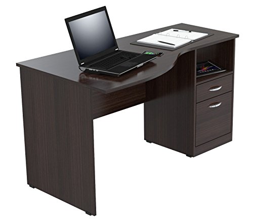 Inval America Curved Top Desk, Espresso-Wenge/Silver