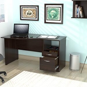 Inval America Curved Top Desk, Espresso-Wenge/Silver