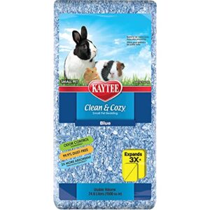 kaytee clean & cozy blue bedding for guinea pigs, rabbits, hamsters, gerbils and chinchillas, 24.6 liter
