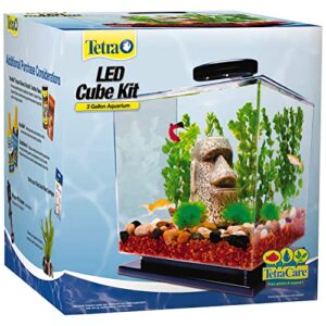 tetra led cube shaped 3 gallon aquarium with pedestal base