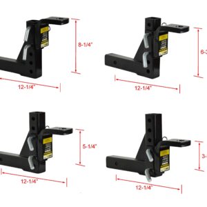 MaxxHaul 70067 Trailer Hitch - 8-Position Adjustable Ball Mount Tow Hitch - 5000 lbs. GTW Capacity , Black