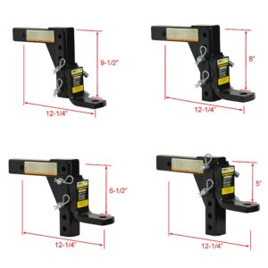 MaxxHaul 70067 Trailer Hitch - 8-Position Adjustable Ball Mount Tow Hitch - 5000 lbs. GTW Capacity , Black