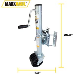 MaxxHaul 70149 Trailer Jack with Dual Wheels - 26-1/2" to 38" Lift Swing Back - 1500 lbs. Capacity , Grey