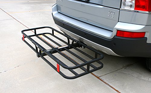 MaxxHaul 70107 53" x 19-1/2" Hitch Cargo Carrier - Trailer Mount Steel With High Side Rails For RV's, Trucks, SUV's, Vans, Cars 2" Receiver 500-lb Load Capacity , Black