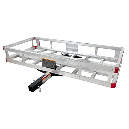 MaxxHaul 70108 Aluminum Cargo Carrier With High Side Rails- Trailer Hitch Mount For RV's, Trucks, SUV's, Vans, Cars With 2" Hitch Receiver - 500-lb Load Capacity, Grey, 49" x 22.5"