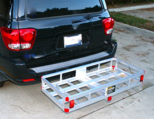 MaxxHaul 70108 Aluminum Cargo Carrier With High Side Rails- Trailer Hitch Mount For RV's, Trucks, SUV's, Vans, Cars With 2" Hitch Receiver - 500-lb Load Capacity, Grey, 49" x 22.5"