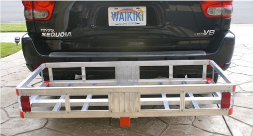 MaxxHaul 70108 Aluminum Cargo Carrier With High Side Rails- Trailer Hitch Mount For RV's, Trucks, SUV's, Vans, Cars With 2" Hitch Receiver - 500-lb Load Capacity, Grey, 49" x 22.5"