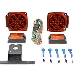MAXXHAUL 70205 Trailer Light Kit - 12V All LED, Left and Right Waterproof Submersible for Trailers, Boat Trailer Truck Marine Camper RV Snowmobile, Red
