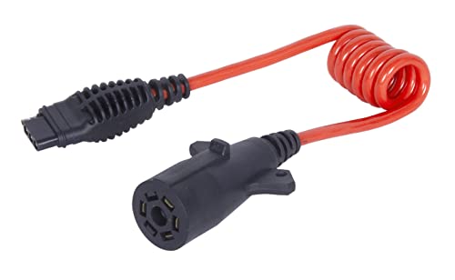 MaxxHaul 70086 7-Way Round to 4-Way Flat Trailer Plug Adaptor with 18 Inch Flexible Cable Which Extends To 36 Inches , Red