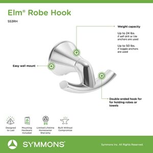 Symmons 553RH Elm Wall-Mounted Double Robe Hook in Polished Chrome