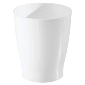 idesign compact round plastic trash can for bathroom, bedroom, home office, dorm, 7.7" x 7.7" x 9.1", the franklin collection, white
