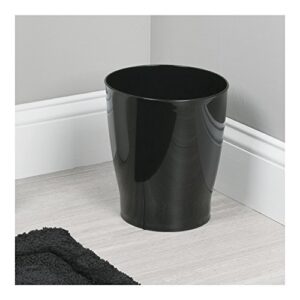 iDesign 19942 Franklin Plastic Wastebasket, Trash Can for Bathroom, Bedroom, Kitchen, Home Office, Dorm, College, 8" x 8" x 9.1", Black