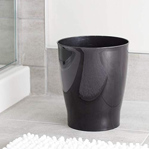 iDesign 19942 Franklin Plastic Wastebasket, Trash Can for Bathroom, Bedroom, Kitchen, Home Office, Dorm, College, 8" x 8" x 9.1", Black