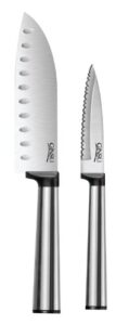 ginsu koden series stainless steel 2-piece santoku and paring knife set – serrated kitchen knife set, 05212ds