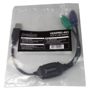Perixx PERIPRO-401 PS2 to USB Adapter for Keyboard and Mouse - Built-in USB Controller - Black