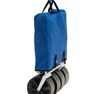 Mac Sports Heavy Duty Collapsible Folding All Terrain Utility Beach Wagon Cart, Blue/White